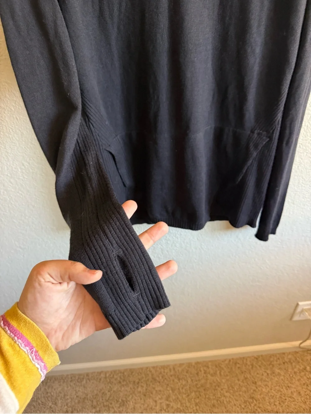 lululemon athletica Sweat & Savasana Sweater 100% Merino Wool Black Size 10